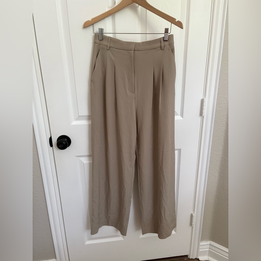 H&M Tan Wide Leg Pants High Waisted